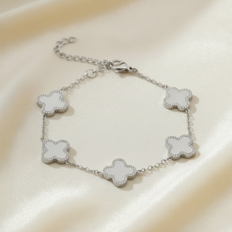 Silver CLover Charm Bracelet