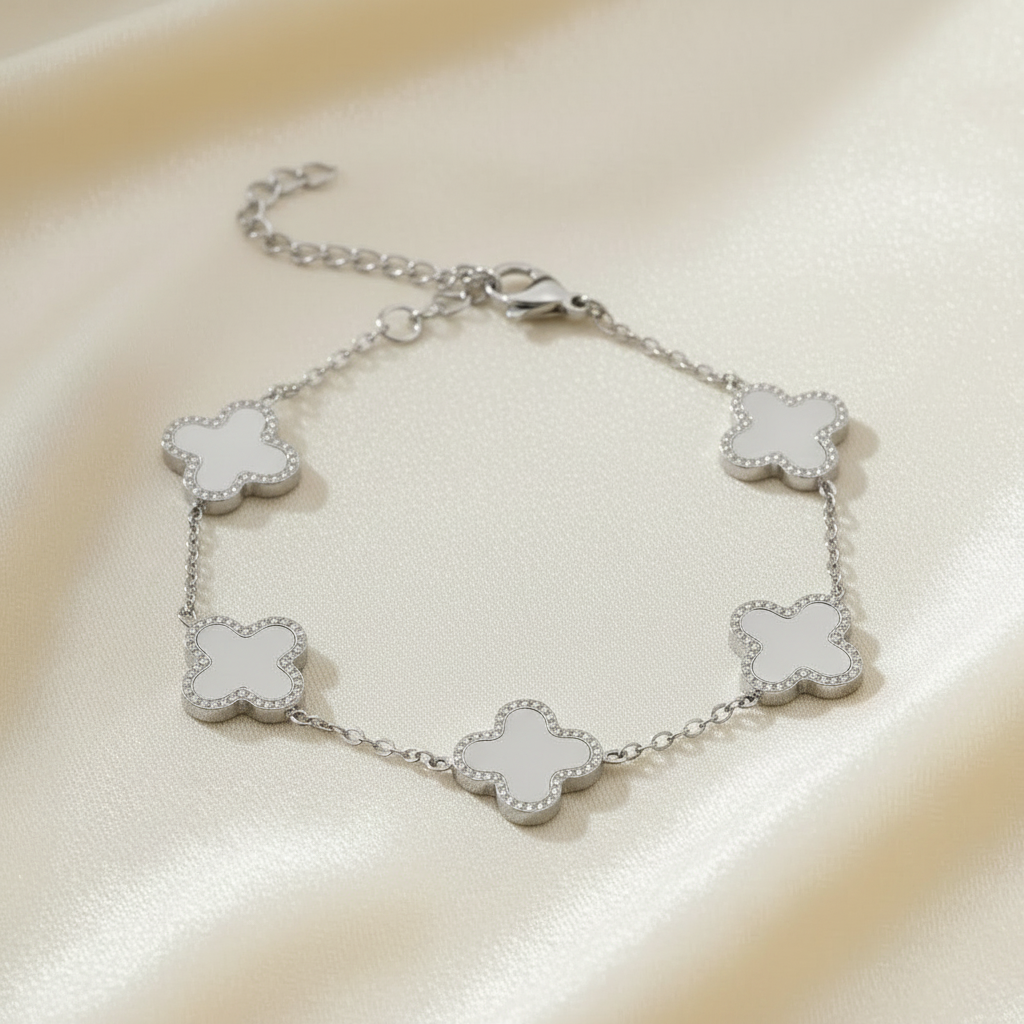 Silver CLover Charm Bracelet